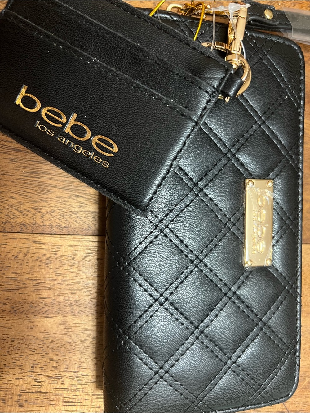 NWT Bebe Zip Around Black Wallet, Keychain & Card Holder